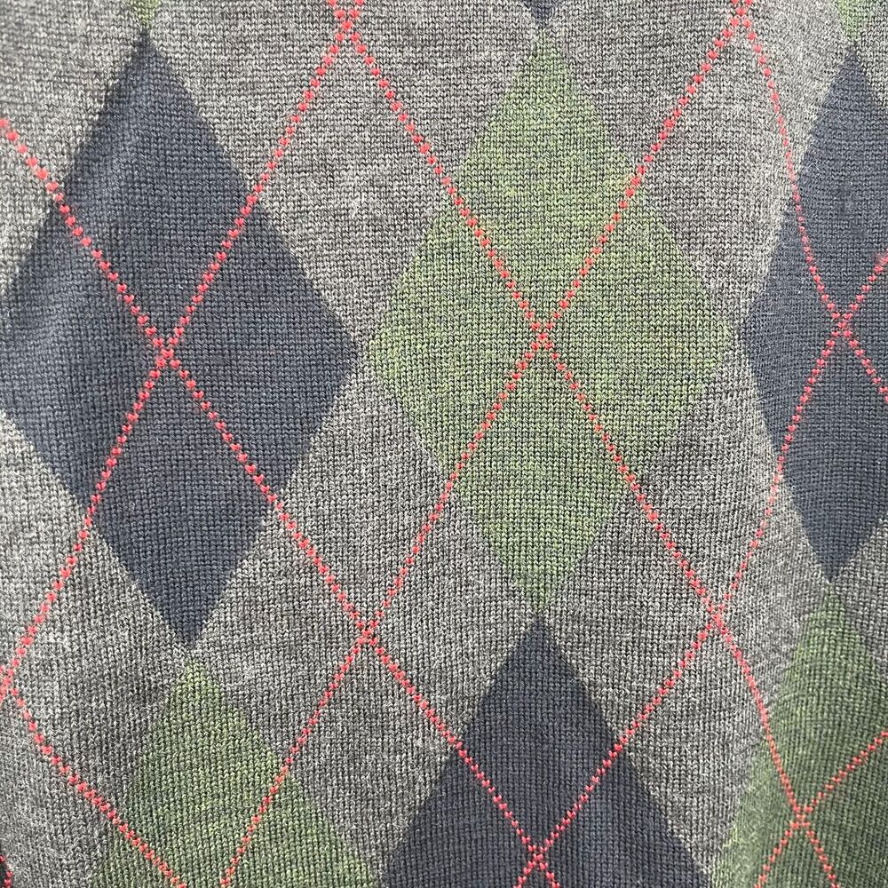 Brooks Brother Sweater Men Large Merino Wool Knit Argyle Rhombus Italian Vintage - Picture 2 of 5